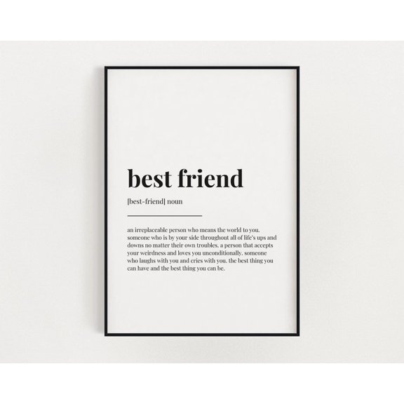 Best Friend Definition Meaning, Wall Art, Best Friend Gift, Print Home Decor #2868, Unframed Canvas Size 8x12