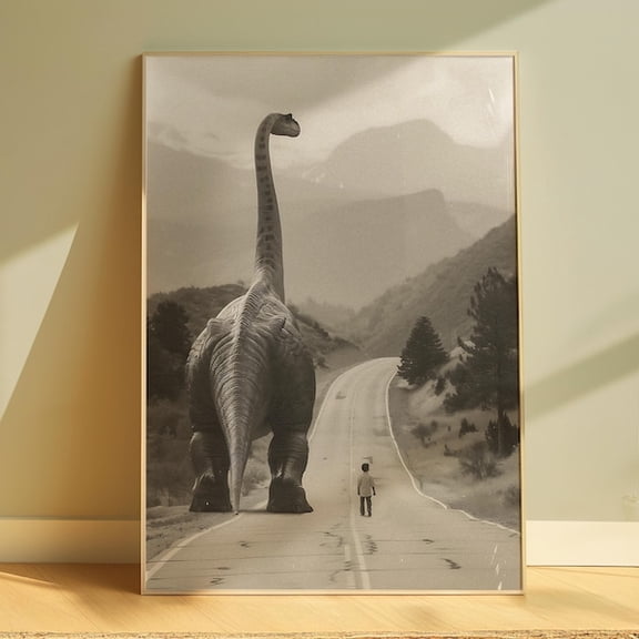 My Best Friend Dinosaur Wall Art Room Poster Nursery Surreal Wall Decor Nursery Poster Vintage Dinosaur Print Photography Poster, Unframed Paper Poster 8x10in
