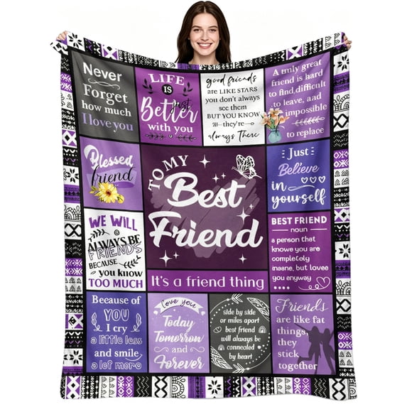 Best Friend Flannel Throw Blanket, Soft Cozy Purple To My Best Friend ...