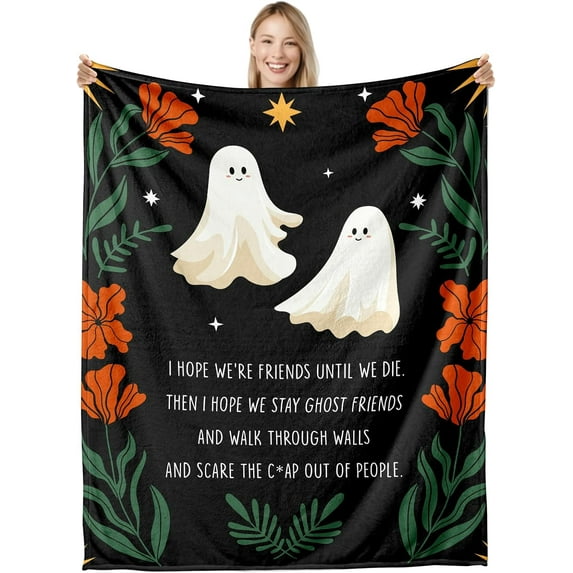 Best Friend Ghost Gifts for Women Men Friendship Gifts for Women Best Friend Birthday Gift Halloween Blanket Halloween Decorations Gifts for Women Men Funny Halloween Throw Blanket Christmas 50"×60"