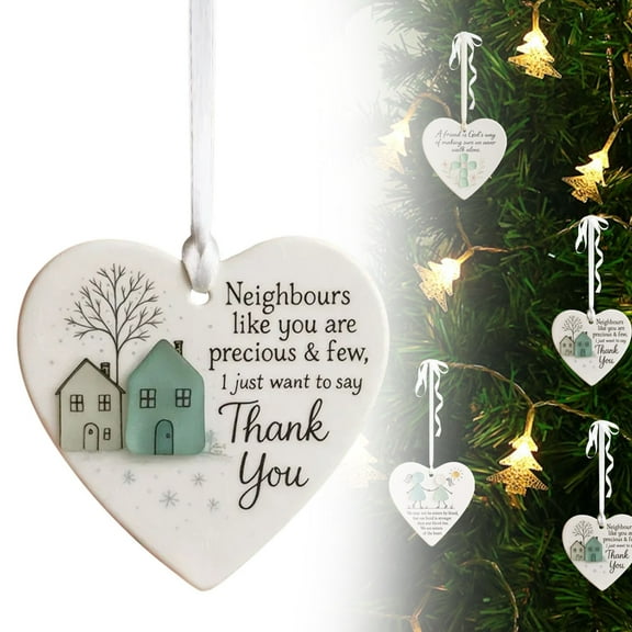 Best Friend Gift, Heart Shaped Christmas Ornaments Set of 2, True Friends Friendship Keepsake for Xmas Tree, Acrylic Hanging Decoration Souvenir