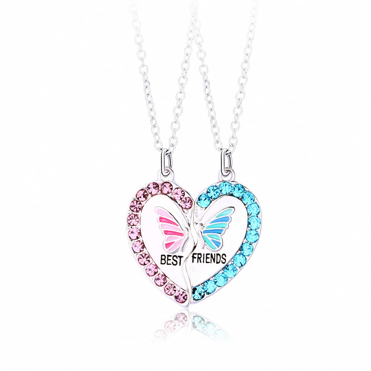 BFF Friendship Necklace Set For 2, 3, Or 4 - Heart Pendant Best Friend Necklace Gift For Sisters & Besties