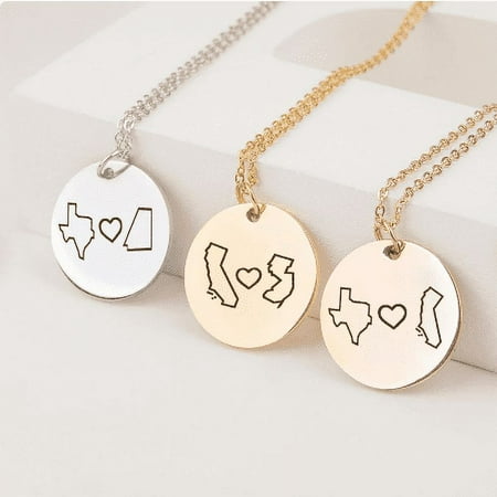Best Friend Necklace - Custom Long Distance State Necklace Gift - Best Friend Necklace Personalized - Long Distance Friendship Gift