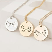 Best Friend Necklace - Custom Long Distance State Necklace Gift - Best Friend Necklace Personalized - Long Distance Friendship Gift
