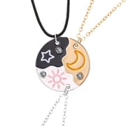 Best Friend Necklaces,Sun Moon Star Necklace Set of 3 Matching Necklace Gifts for Women Friendship Puzzle Necklaces for Best Friend Birthday Gifts for Besties Sisters Graduation Gift Multicolor 3 PCS