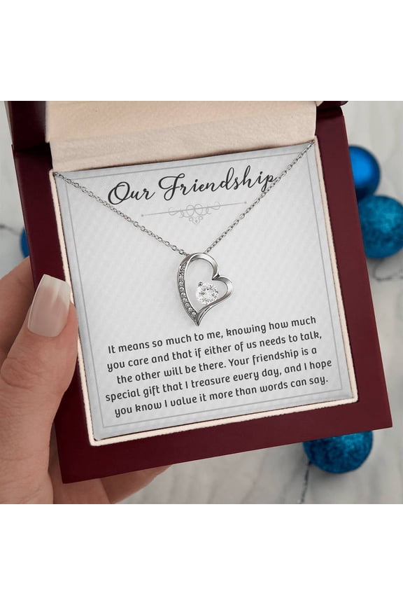 Best Friend Necklaces for Women - Thank You for Being My Badass Bestie Christmas Birthday Gifts With Message Card and LED Box