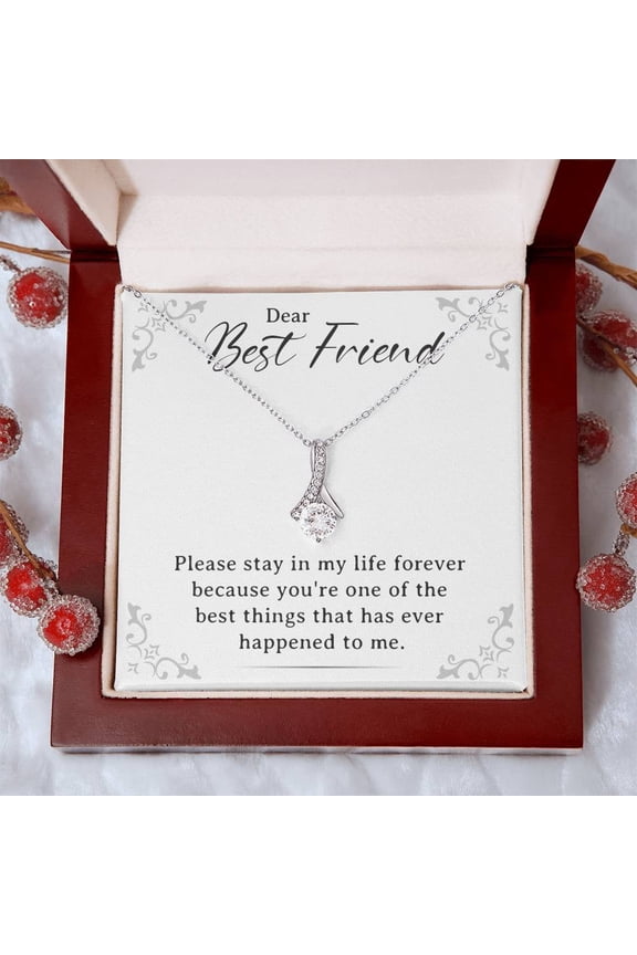 Best Friend Necklaces for Women - Thank You for Being My Badass Bestie Christmas Birthday Gifts With Message Card and LED Box