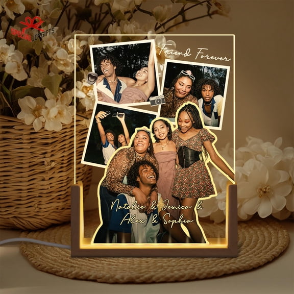 Best Friend Personalized Photo LED Lamp Custom BFF Soul Sister Acrylic Light Long Distance Friendship Gift Home Decoration