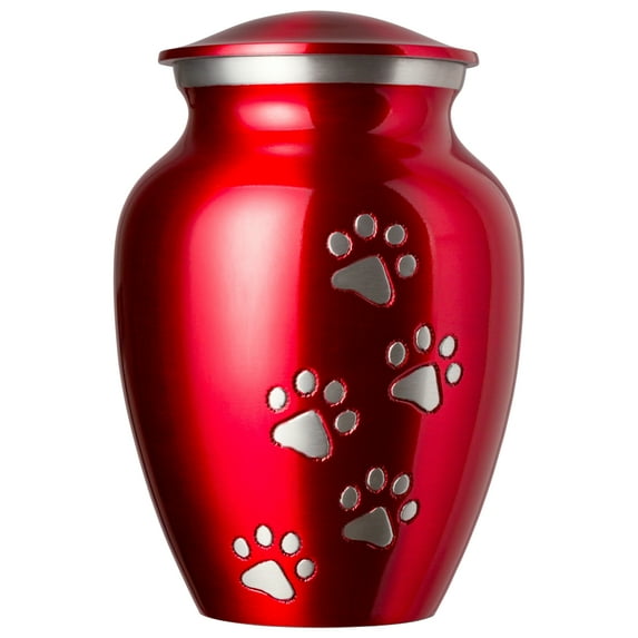 Best Friend Services Ottilie Paws Pet Urn-MED, Red/Vert Pewter Paws
