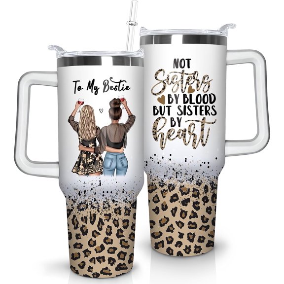 Best Friend Skinny Tumbler With Straw and Lid, Stainless Steel 20oz Insulated Besties Coffee Travel Mug, BFF Gifts Cups for Women and Girls