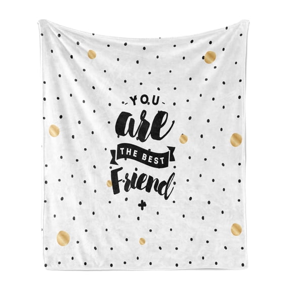 Best Friend Soft Flannel Fleece Throw Blanket, Modern You are the Typography on a Polka Dotted Background, Cozy Plush for Indoor and Outdoor Use, 50" x 60", Sand Brown and Charcoal Grey, by Ambesonne