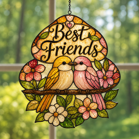 Best Friend Suncatcher Acrylic Hanging Window Decor, Friendship Gift for Friends