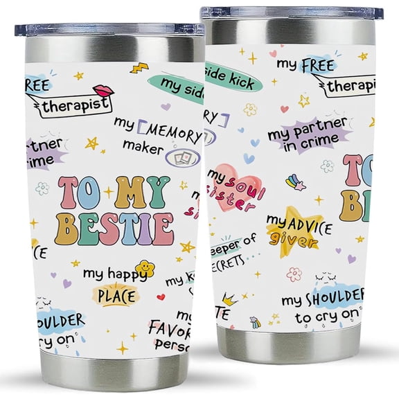 Best Friend Tumbler 20oz To My Bestie Gifts for Women BFF Soul Sister Bestie Stainless Steel Insulated Tumblers Coffee Travel Mug Cup for Female Friend,Friendship Gift for Birthday Christmas