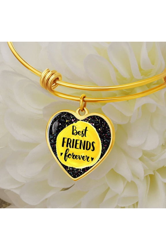 Best Friend's Forever ❤️ BFF Gift, Friend Bracelet - Heart Bangle Bracelet (Personalized Engraving Option)