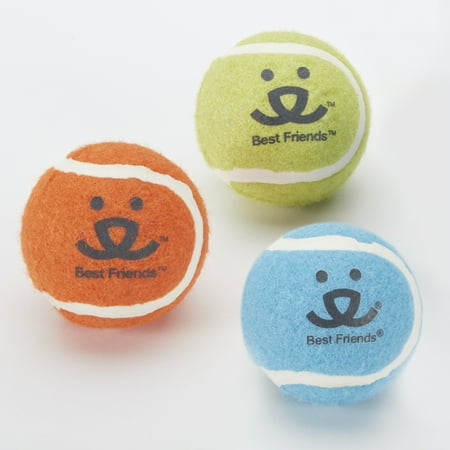 Best Friends Animal Society Tennis Ball Dog Toys, 3-Pack Set with Squeaker Inside