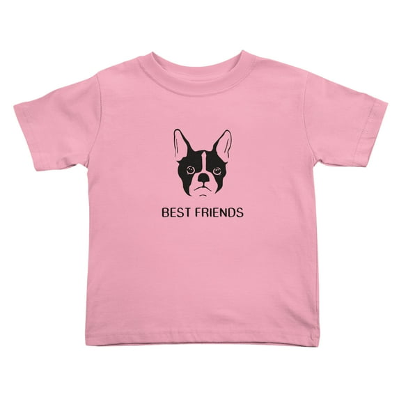 Best Friends Boston Terrier Dog Cute Toddler Tshirts for Boys Girls (Pink, Youth L)