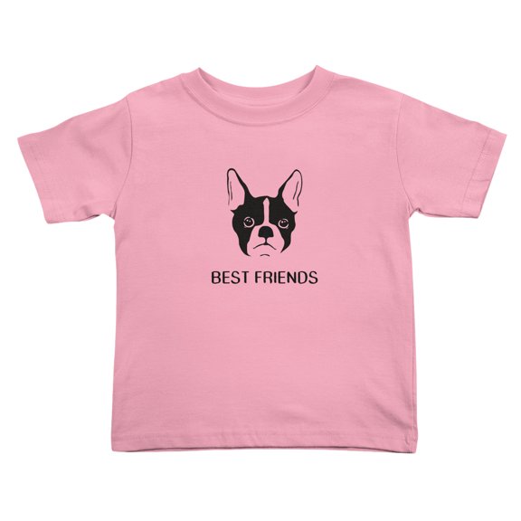 Best Friends Boston Terrier Dog Cute Toddler Tshirts for Boys Girls (Pink, Youth M)
