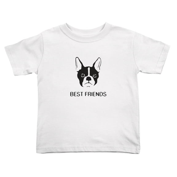 Best Friends Boston Terrier Dog Cute Toddler Tshirts for Boys Girls (White, Youth S)