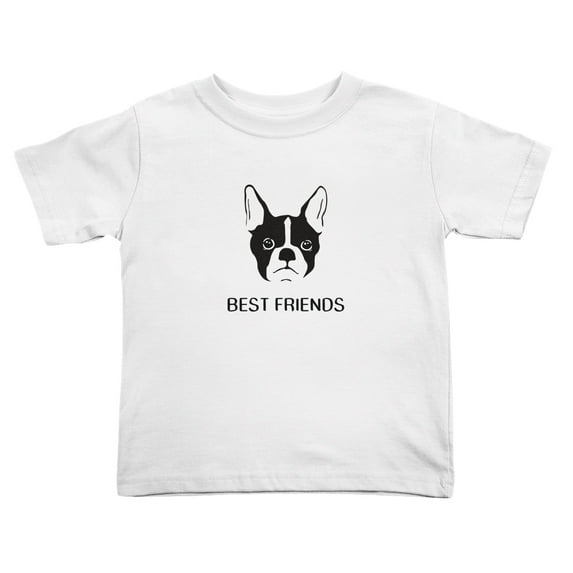 Best Friends Boston Terrier Dog Cute Toddler Tshirts for Boys Girls (White, Youth XL)
