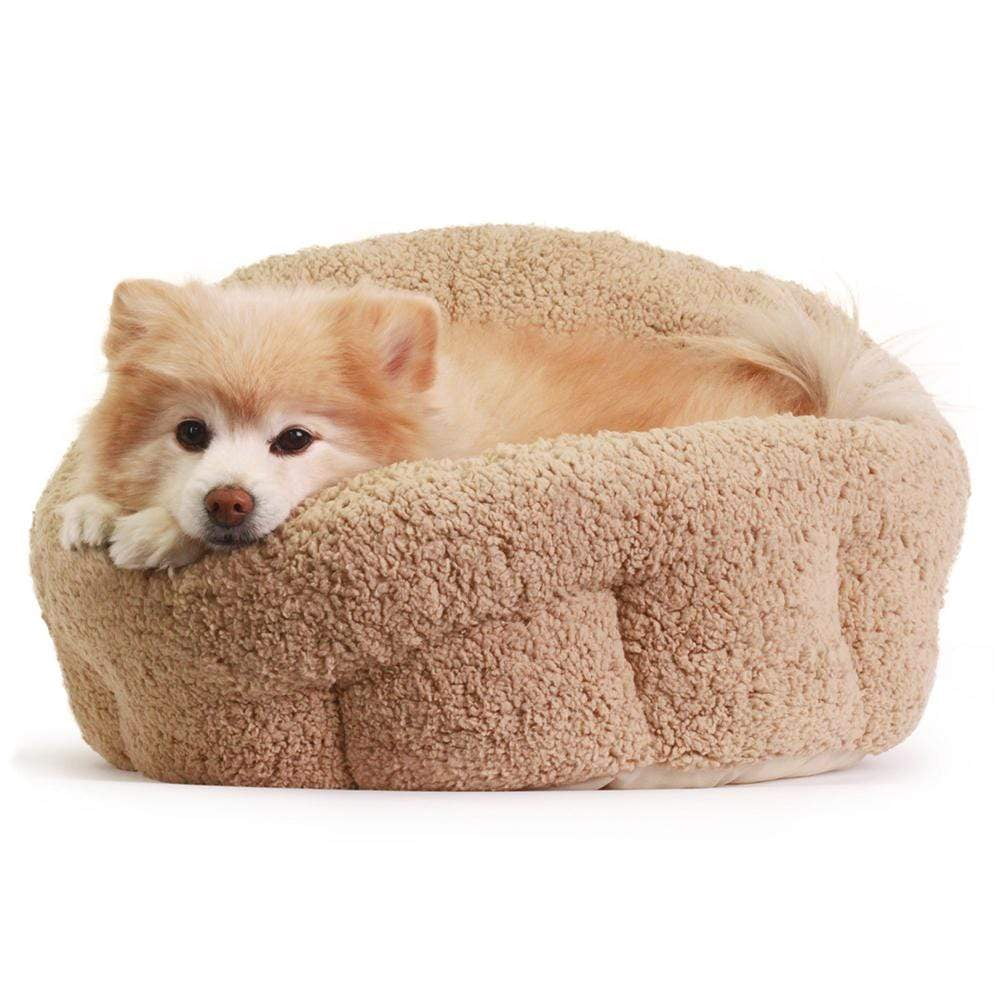 Best Friends By Sheri Deep Dish Sherpa Cuddler Cat Bed, Beige, Standard
