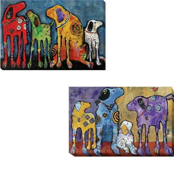 Best Friends & Cast of Characters by Jenny Foster 2-Piece Premium Gallery-Wrapped Canvas Giclee Art Set - 12 x 18 in.