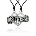 thumbnail image 1 of Best Friends Cutout Heart Puzzle Silver Pewter Charm Necklace Pendant Jewelry With Cotton Cord, 1 of 1
