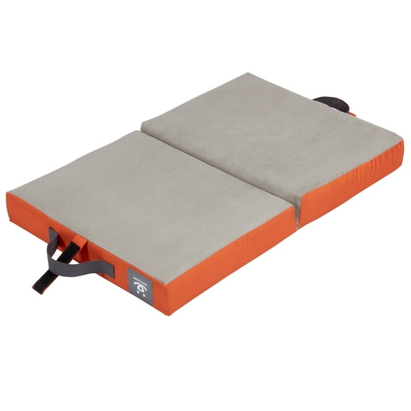 Best Friends Foldable Travel Dog Bed, Small / Medium - gray and orange washable cover with Microsuede Top and a Memory Foam Topper for comfort