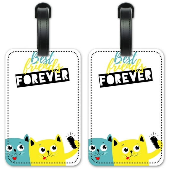 Best Friends Forever - Cat Selfie - Luggage ID Tags / Suitcase Identification Cards - Set of 2