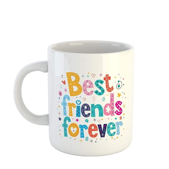 Best Friends Forever – Cute Printed White Ceramic Coffee Mug Tea Cup for Friends