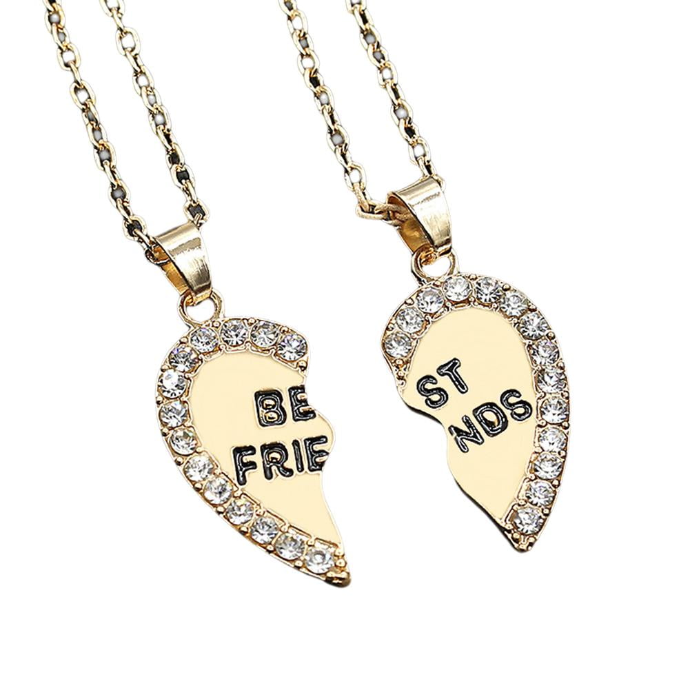 Best Friends Forever Stitching Heart Pendant Necklace Crystal Couple — free download