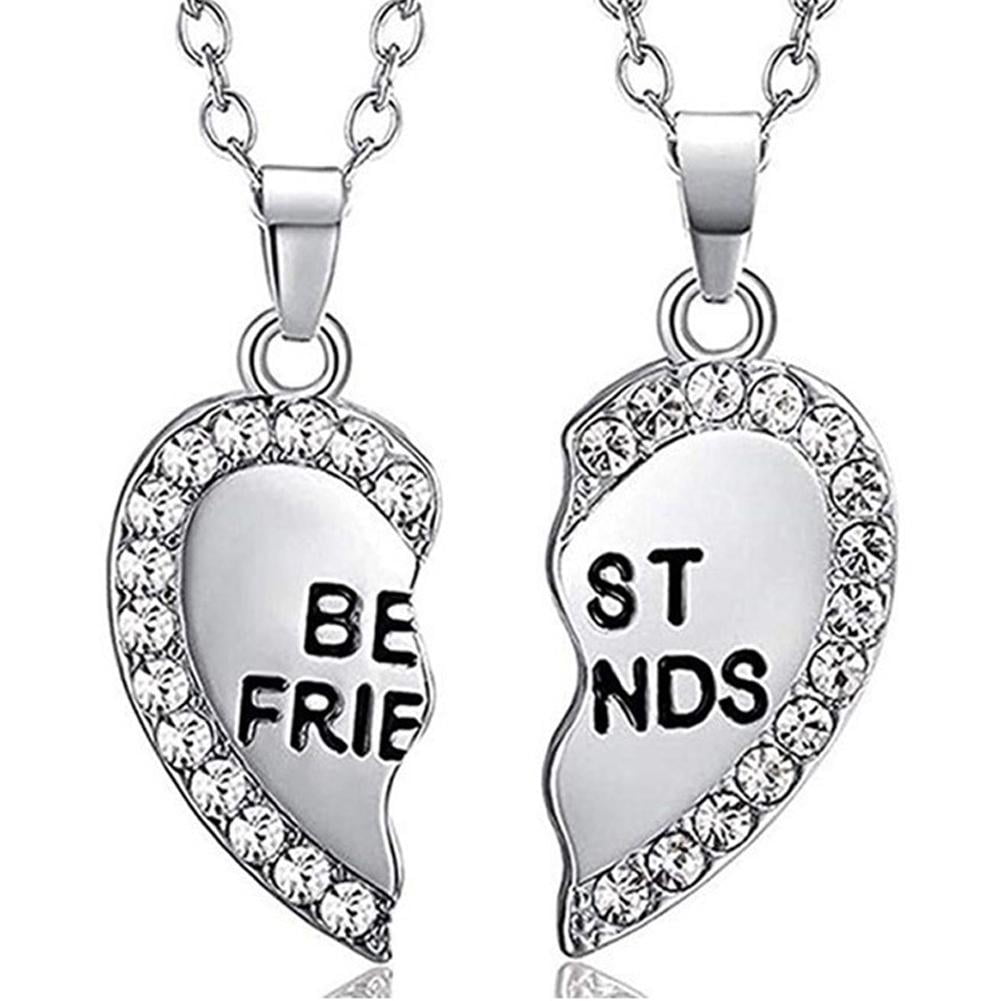Best Friends Forever Stitching Heart Pendant Necklace Crystal Couple — free download