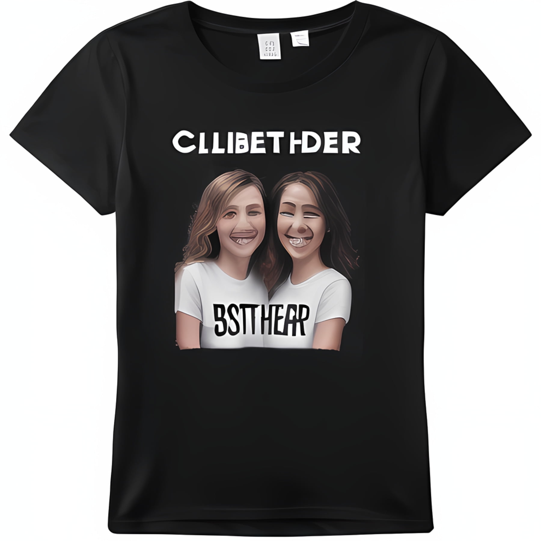 Best Friends Forever TShirt Two girls one Whiteand one black in a heartwarming embrace against