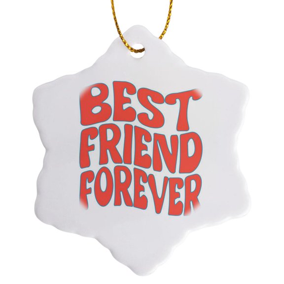 3drose, Best Friends Forever Wave Effect, 3 inch Snowflake Porcelain Ornament