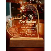 Best Friends Gifts for Women Acrylic Night Light Heart Friendship Table Decorations Keepsake and Paperweight Appreciation Long Distance Gifts Birthday Graduation Gift