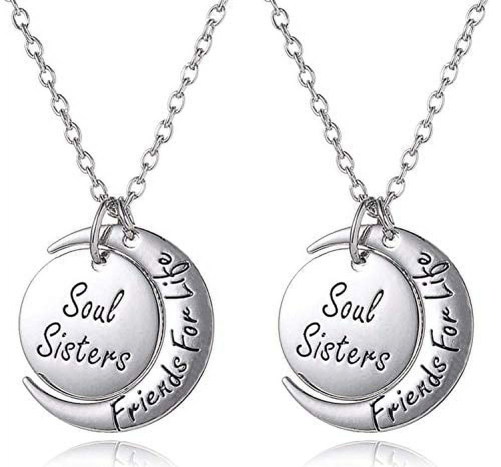 Best Friends Jewelry Gifts for 2 Set of 2 Soul Sisters Friends for Life Matching Moon Necklaces Unique Friendship Jewelry Gifts Best Friends