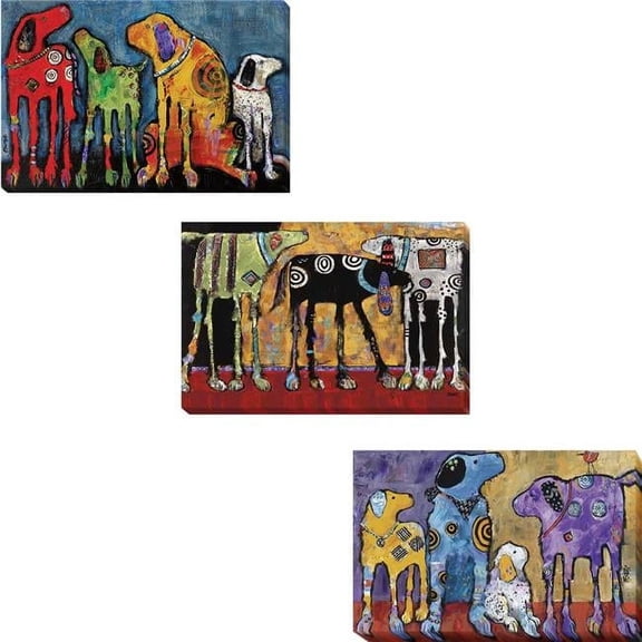 Best Friends, Looking for Trouble & Cast of Characters by Jenny Foster 3 Piece Premium Gallery-Wrapped Canvas Giclee Art Set - 12 x 18 in.