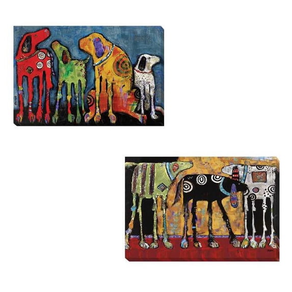 Best Friends & Looking for Trouble by Jenny Foster 2-Piece Premium Gallery-Wrapped Canvas Giclee Art Set - 12 x 18 in.
