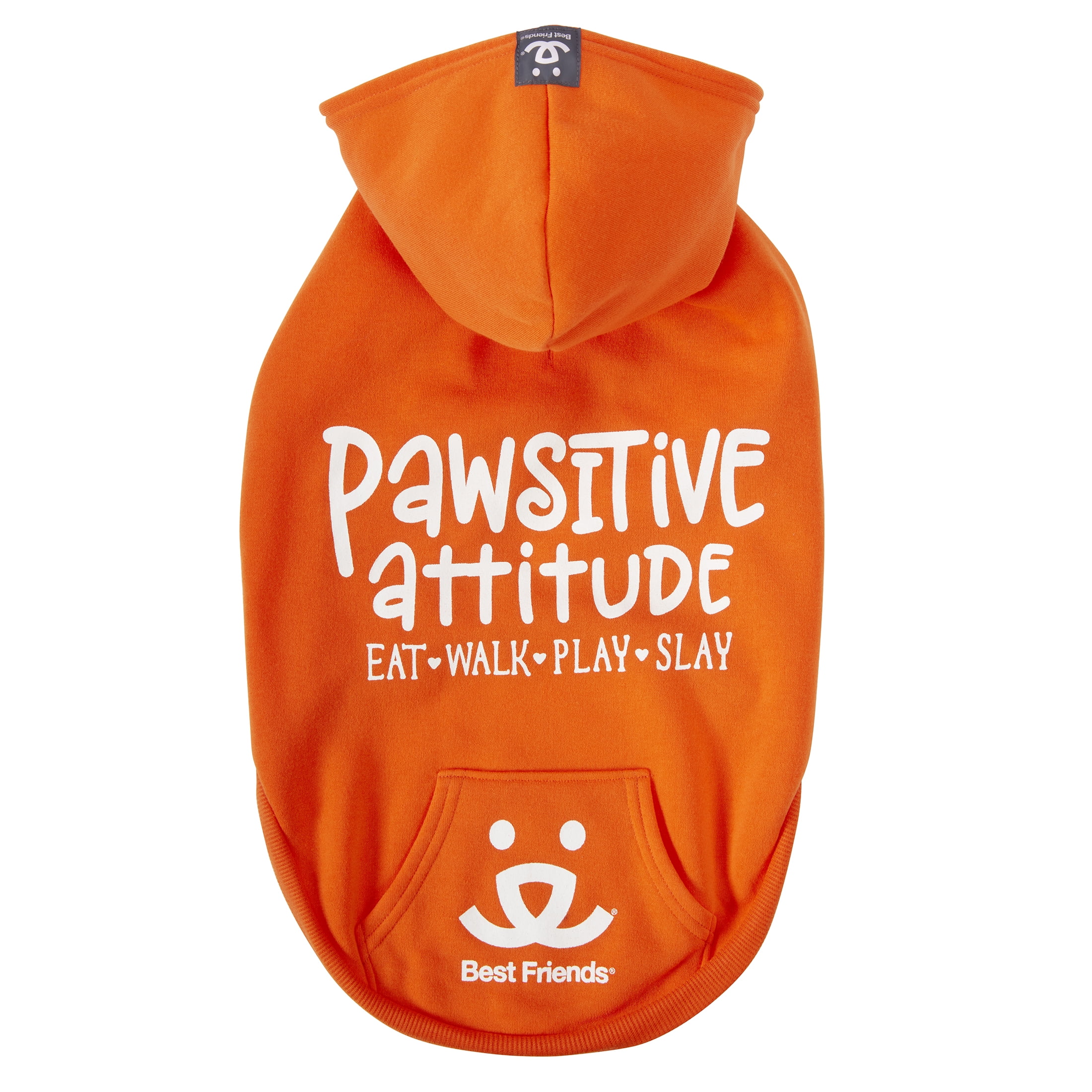 Best Friends Pawsitive Attitude Dog Hoodie Orange Large