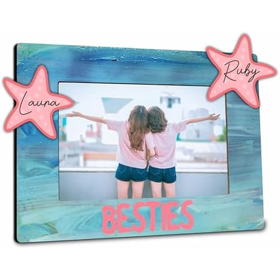 Best Friends Photo Frame, 4"x6", Wooden, Starfish Decor, Friendship Gift | Home Decor