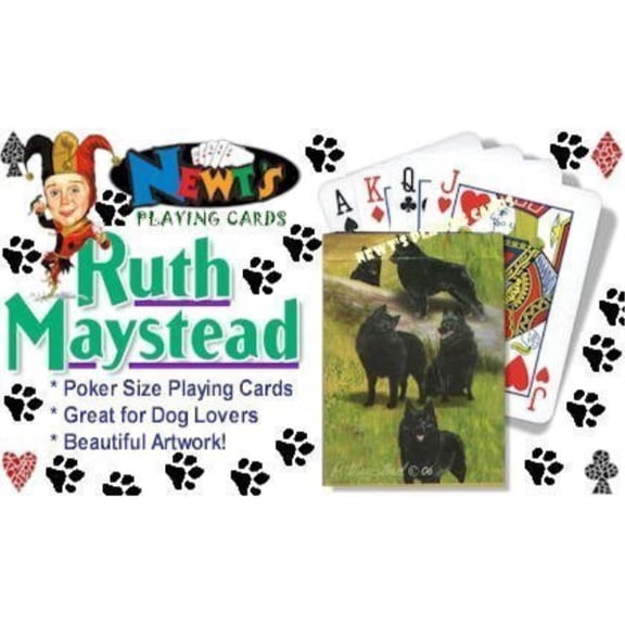 best friends playing cards, by ruth maystead - schipperkes
