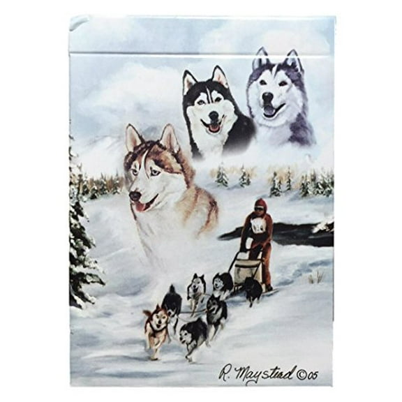 Best Friends Playing Cards, by Ruth Maystead - Siberian Huskies