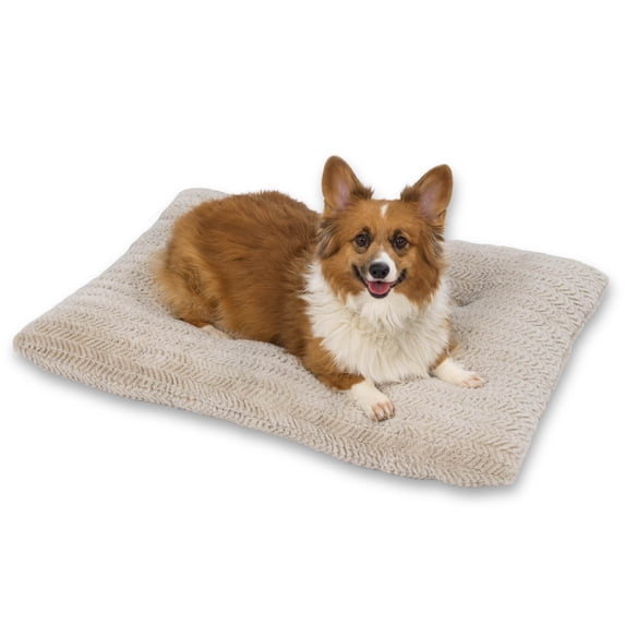 Best Friends by Sheri Large Comfy Crate Washable Mat Dog Bed, Oyster Herringbone