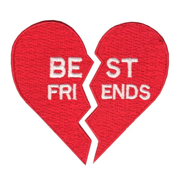 Best Friends Split Heart Iron On Applique Patch Set