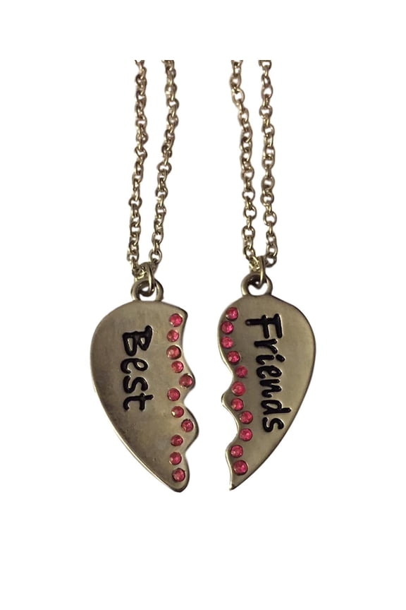 Split Heart Pendants BFF 2 Chain Necklace Set of 2