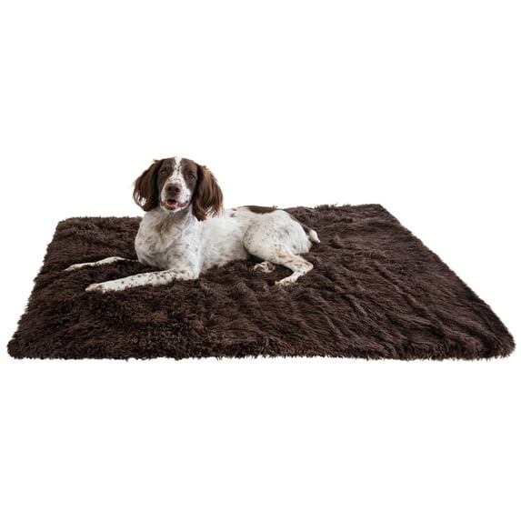 Best Friends by Sheri Calming Shag Dog Blanket – Ultra Soft Faux Fur Pet Throw, Anxiety-Relief, Lightweight Warm Bed Cover for Dogs and Cats, Machine Washable, Dark Brown, 40" x 50"