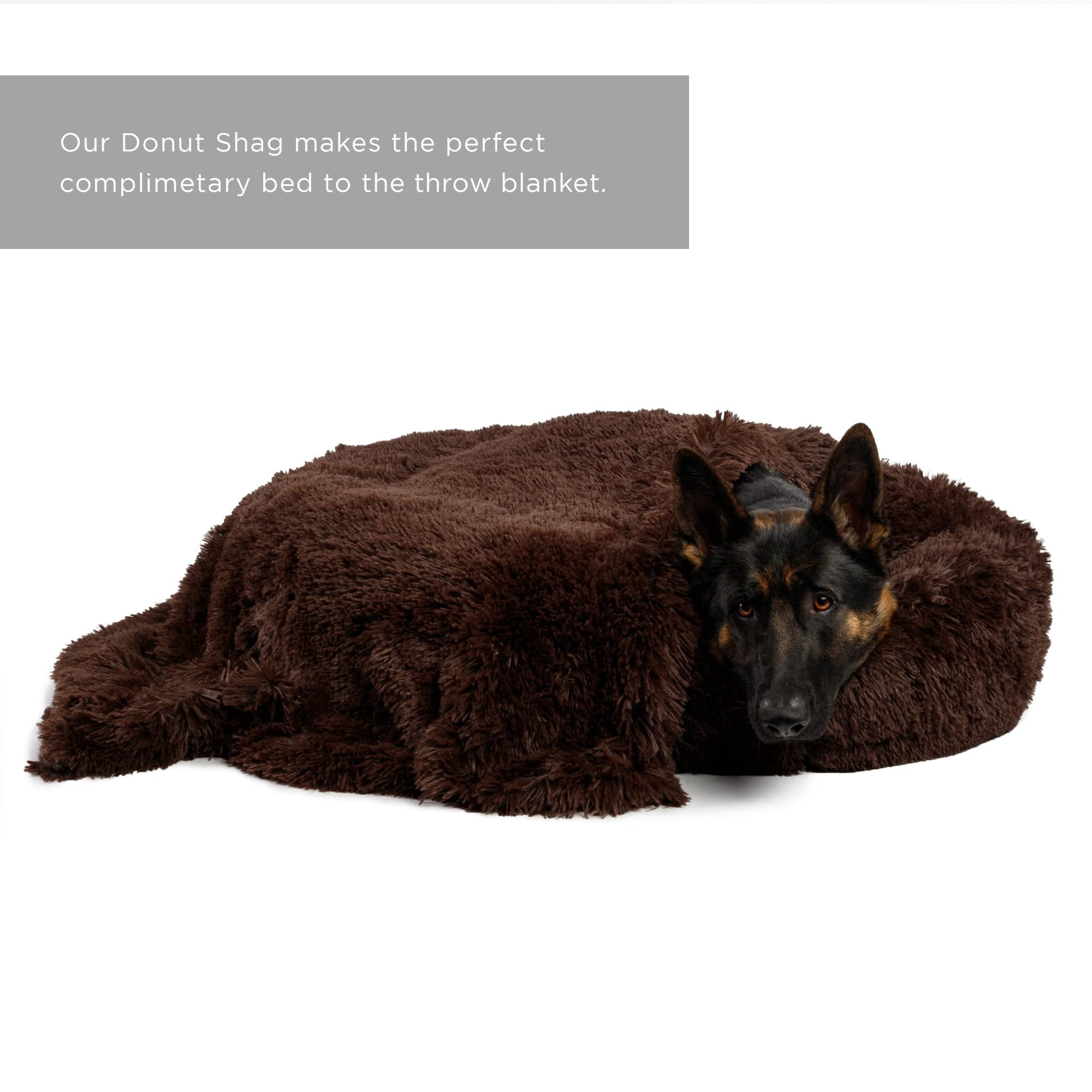 Best Friends by Sheri Calming Shag Dog Blanket – Ultra Soft Faux Fur Pet Throw, Anxiety-Relief, Lightweight Warm Bed Cover for Dogs and Cats, Machine Washable, Dark Brown, 40" x 50"