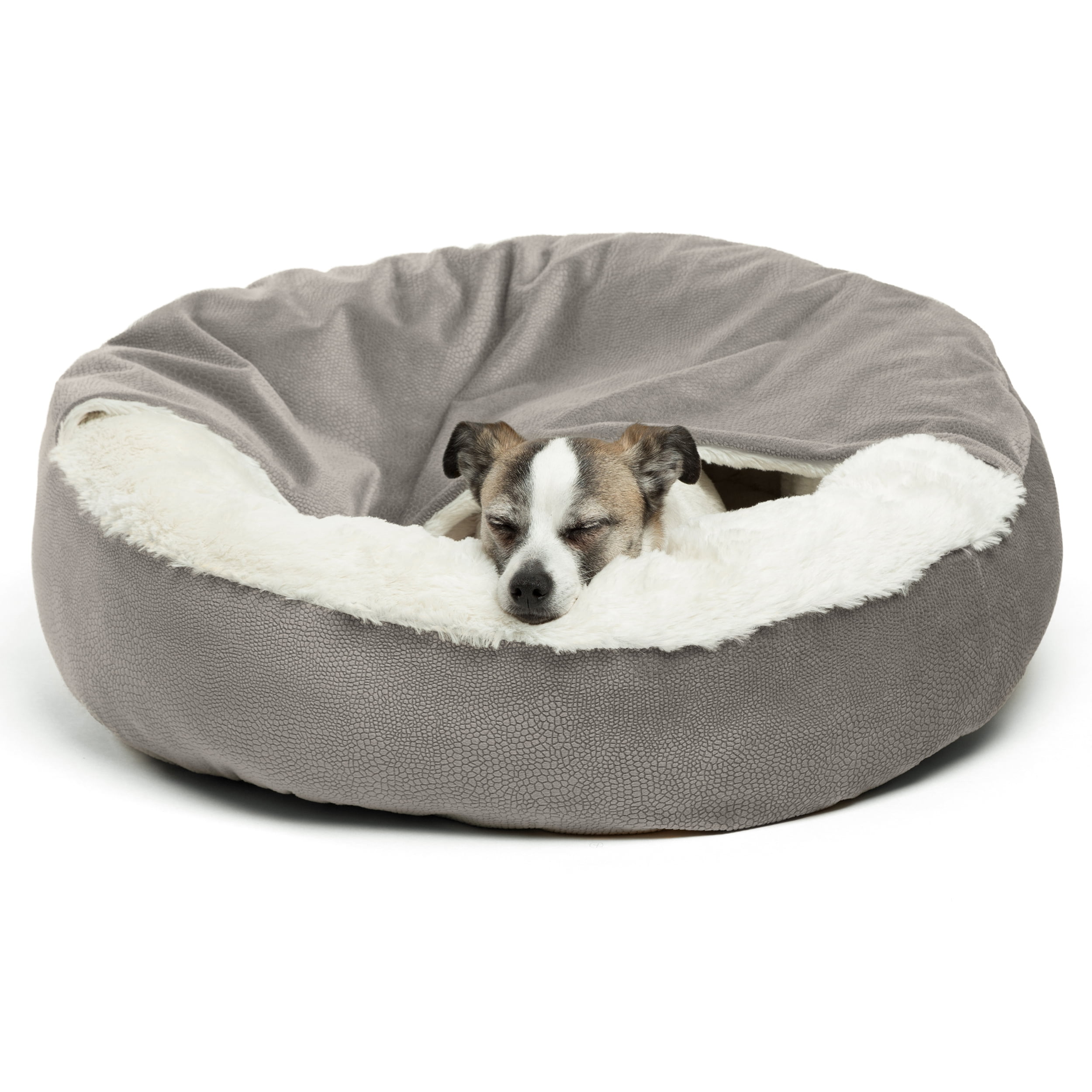 Small Gray Faux Fur Cozy Cuddler Pet Bed