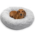 thumbnail image 1 of Best Friends by Sheri The Original Calming Donut Dog Bed – Washable Plush Pet Bed for Cats & Small Dogs up to 25 lbs, Lux Faux Fur, Gray, Small (23" x 23"), 1 of 10