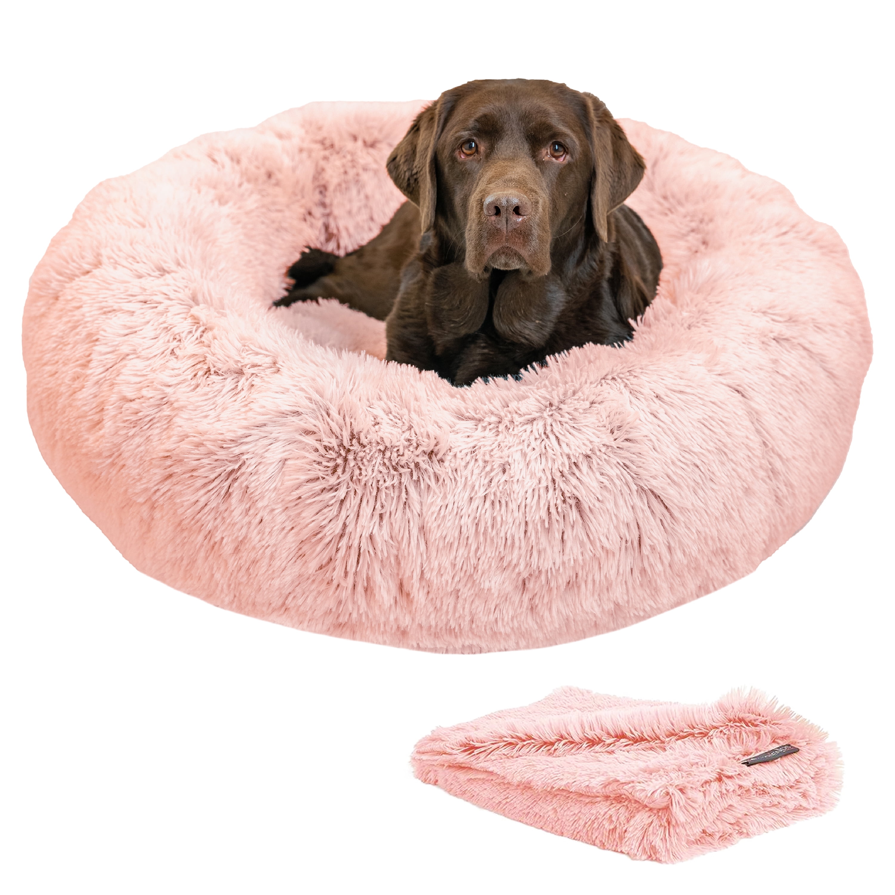 Best Friends by Sheri Het originele Kalmerende donut Kat- en Hondenbed in Shag Fur Taupe, Klein 23x23