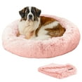 thumbnail image 1 of Best Friends by Sheri Bundle Set The Original Calming Shag Donut Cuddler Cat and Dog Bed + Pet Throw Blanket, Cotton Candy Pink, Extra Large, 45x45, 1 of 4